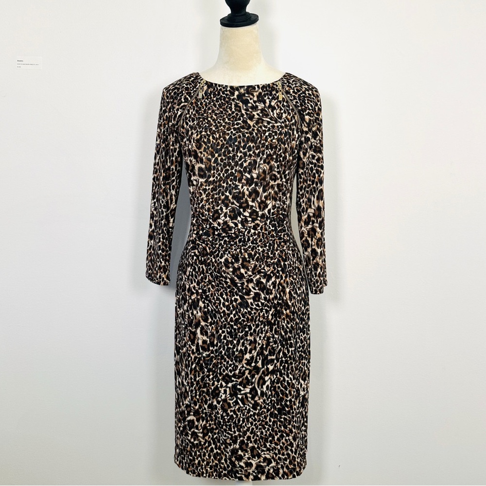 Joseph Ribkoff Leopard Print Ruched Dress